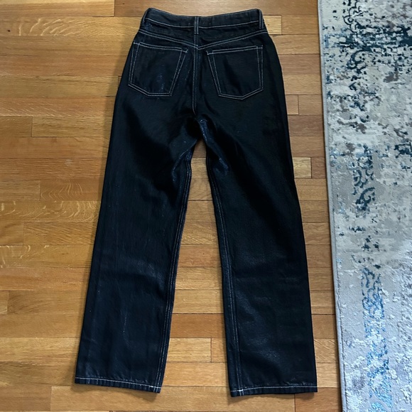 Black Shiny Coated High Waisted Jeans - Picture 3 of 8